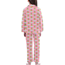Load image into Gallery viewer, Big Girls' V-Neck Long Pajama Set