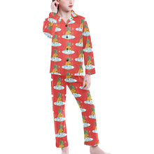 Load image into Gallery viewer, Big Girls' V-Neck Long Pajama Set