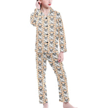 Load image into Gallery viewer, Big Girls' V-Neck Long Pajama Set