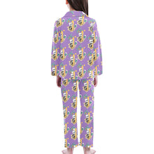 Load image into Gallery viewer, Big Girls' V-Neck Long Pajama Set