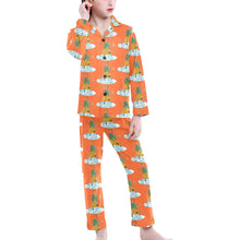 Load image into Gallery viewer, Big Girls' V-Neck Long Pajama Set