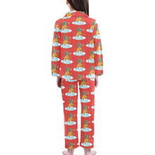 Load image into Gallery viewer, Big Girls' V-Neck Long Pajama Set