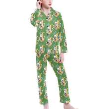 Load image into Gallery viewer, Big Girls' V-Neck Long Pajama Set