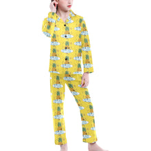 Load image into Gallery viewer, Big Girls' V-Neck Long Pajama Set