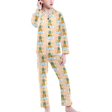 Load image into Gallery viewer, Big Girls' V-Neck Long Pajama Set