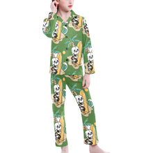 Load image into Gallery viewer, Big Girls' V-Neck Long Pajama Set