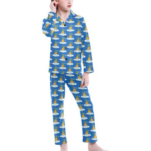 Load image into Gallery viewer, Big Girls' V-Neck Long Pajama Set