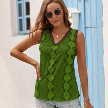 Load image into Gallery viewer, Black Chrysanthemum Women&#39;s V-Neck Sleeveless Top
