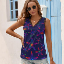 Load image into Gallery viewer, Black Chrysanthemum Women&#39;s V-Neck Sleeveless Top
