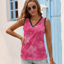 Load image into Gallery viewer, Black Chrysanthemum Women&#39;s V-Neck Sleeveless Top
