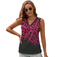 Load image into Gallery viewer, Black Chrysanthemum Women&#39;s V-Neck Sleeveless Top
