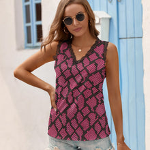 Load image into Gallery viewer, Black Chrysanthemum Women&#39;s V-Neck Sleeveless Top

