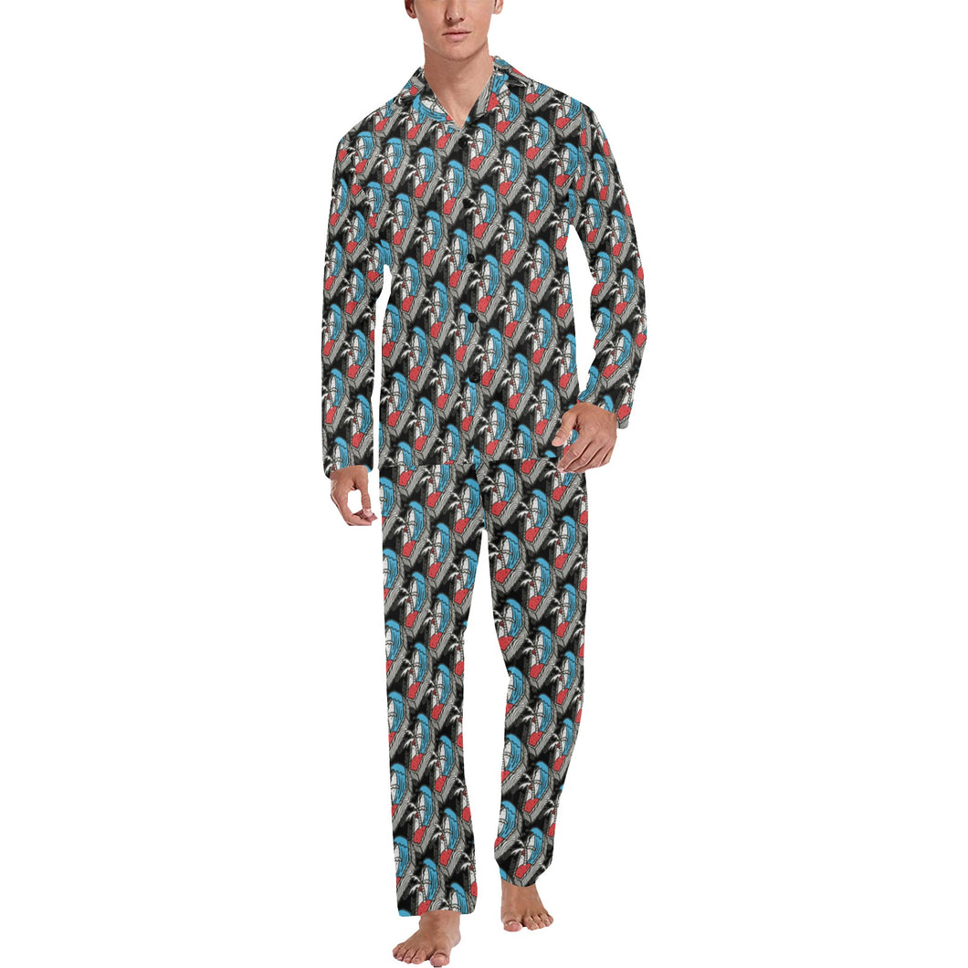 Men's V-Neck Long Pajama Set
