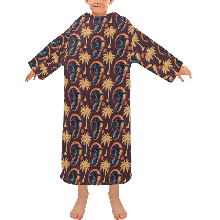 Blanket Robe with Sleeves for Kids