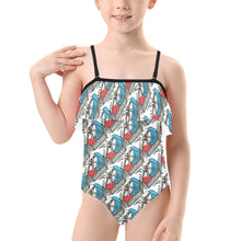 Load image into Gallery viewer, Kids&#39; Spaghetti Strap Ruffle Swimsuit
