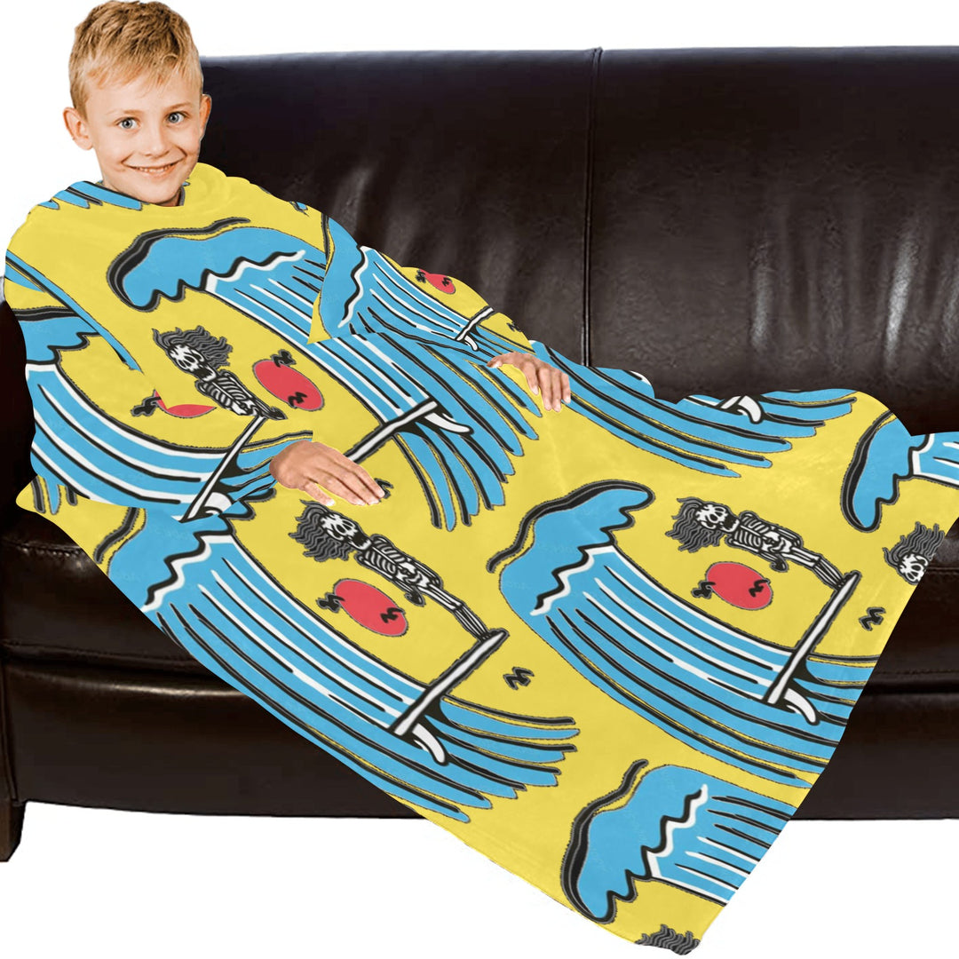 Blanket Robe with Sleeves for Kids