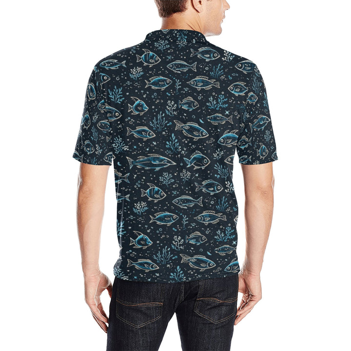 Men's All Over Print Polo Shirt (T55)