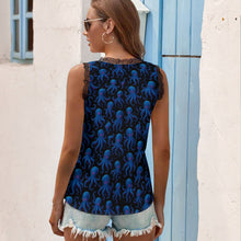 Load image into Gallery viewer, Black Chrysanthemum Women&#39;s V-Neck Sleeveless Top
