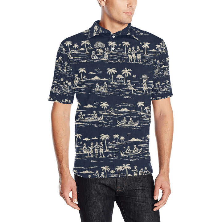 Men's All Over Print Polo Shirt (T55)