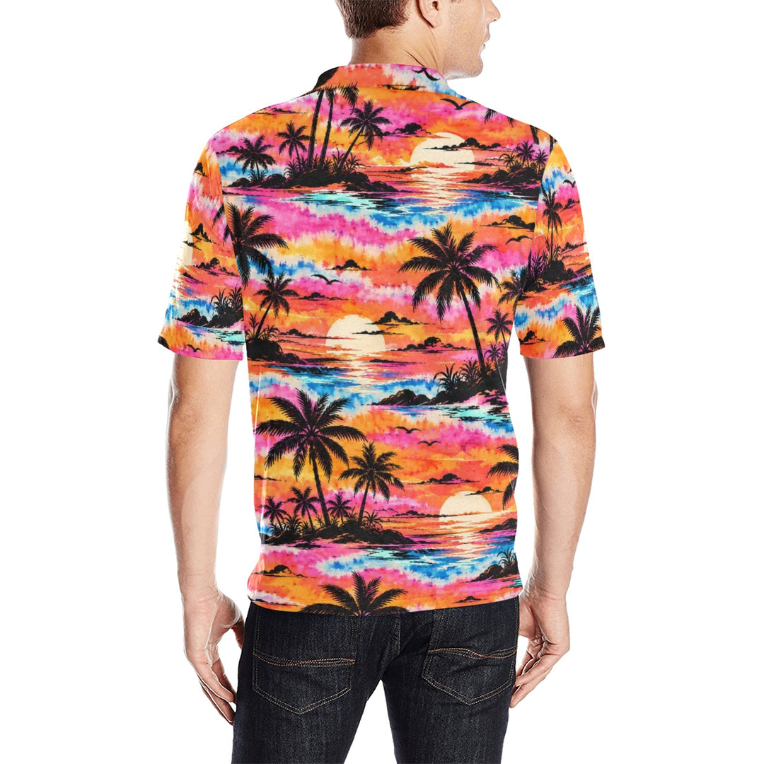 Men's All Over Print Polo Shirt (T55)