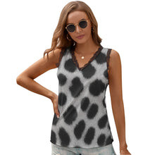Load image into Gallery viewer, Black Chrysanthemum Women&#39;s V-Neck Sleeveless Top
