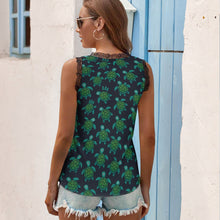 Load image into Gallery viewer, Black Chrysanthemum Women&#39;s V-Neck Sleeveless Top
