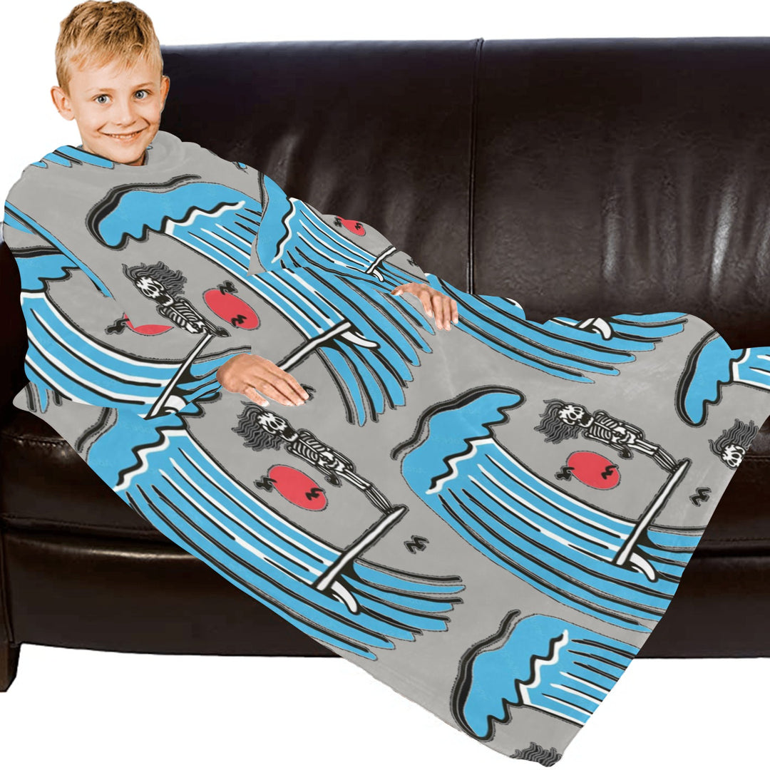 Blanket Robe with Sleeves for Kids