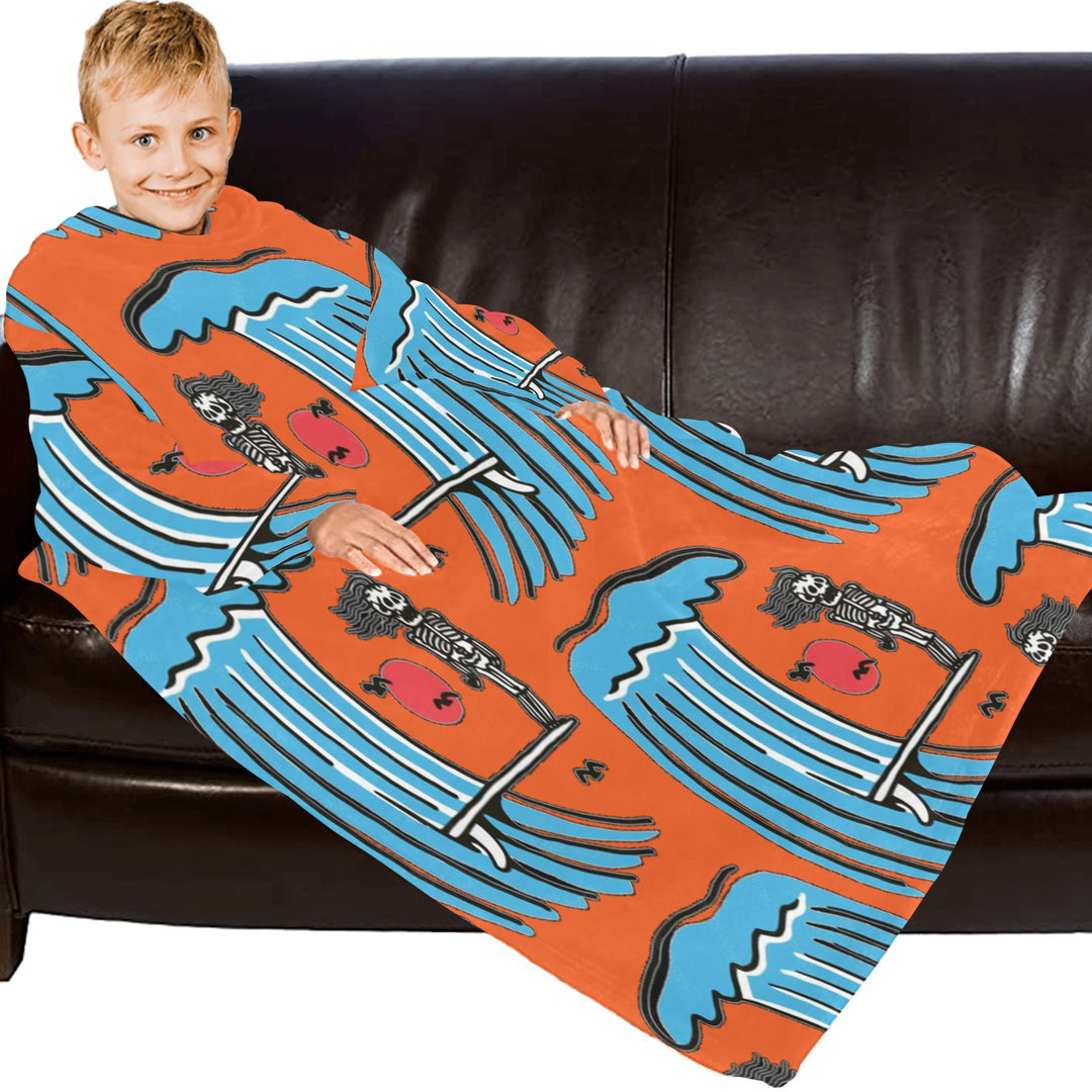 Blanket Robe with Sleeves for Kids