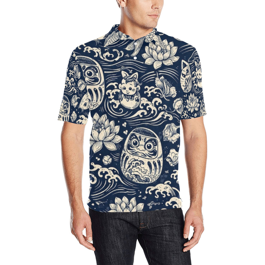 Men's All Over Print Polo Shirt (T55)