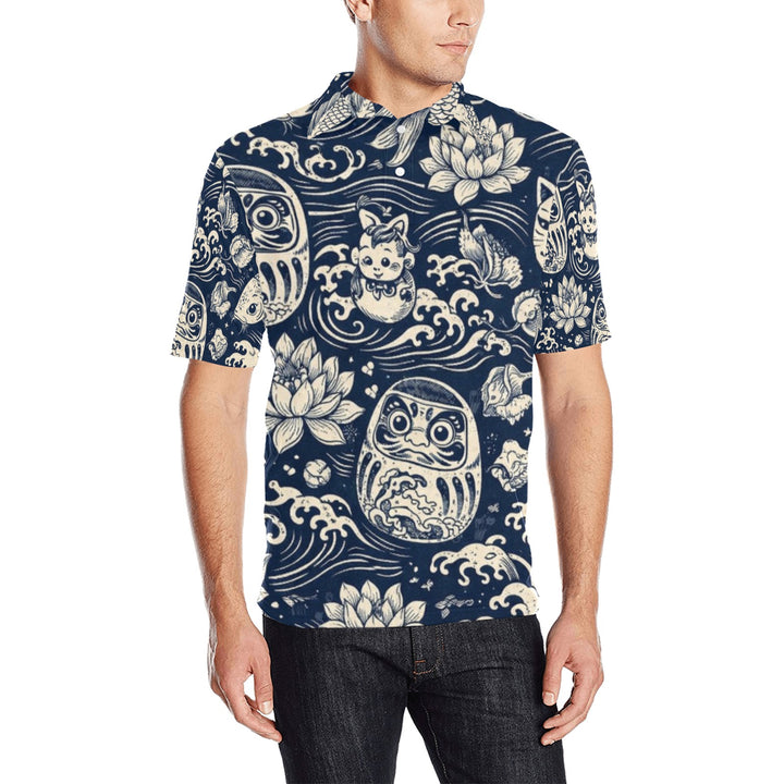 Men's All Over Print Polo Shirt (T55)