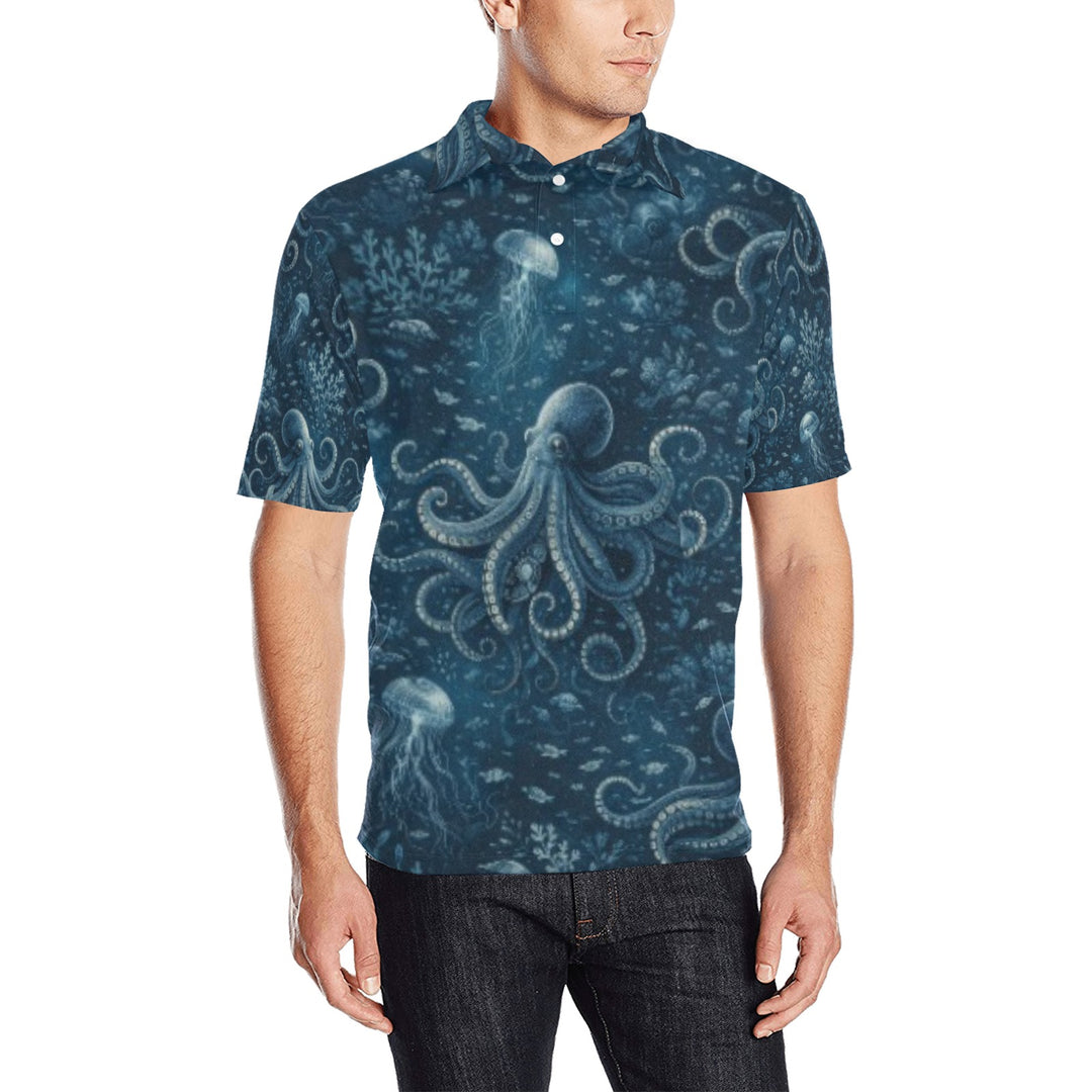 Men's All Over Print Polo Shirt (T55)