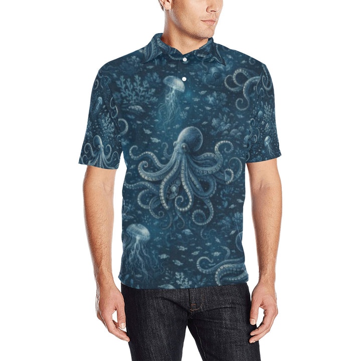 Men's All Over Print Polo Shirt (T55)