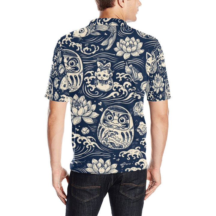 Men's All Over Print Polo Shirt (T55)