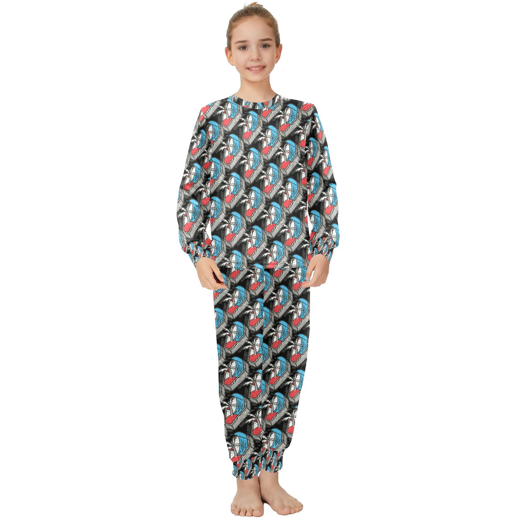 Big Girls' Crew Neck Long Pajama Set