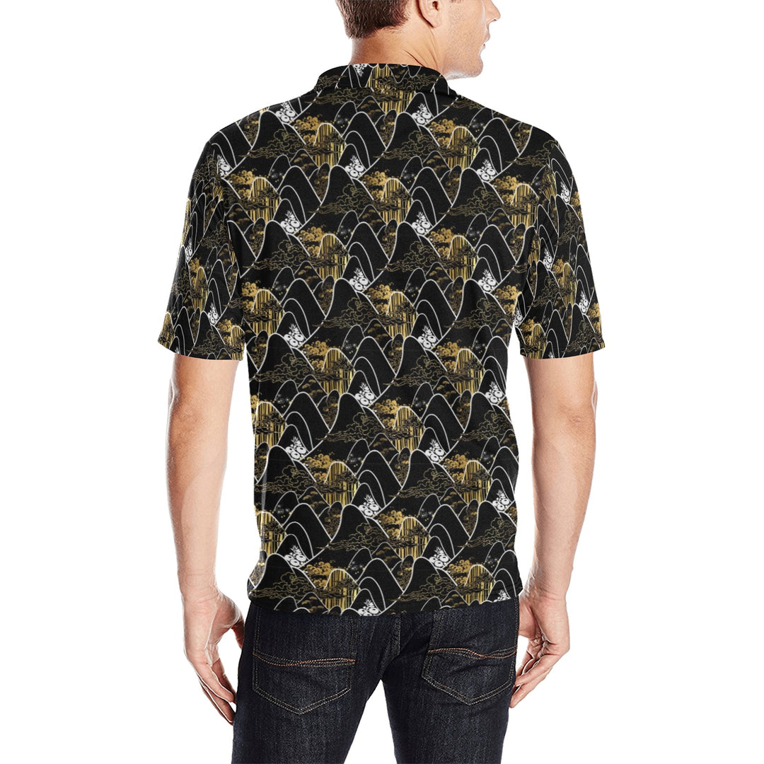 Men's All Over Print Polo Shirt (T55)