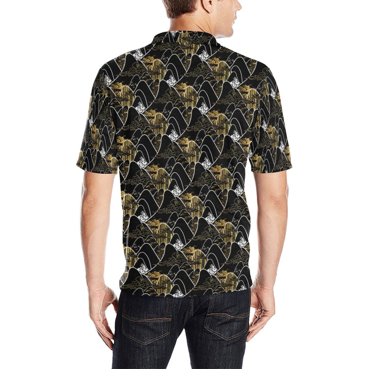 Men's All Over Print Polo Shirt (T55)