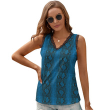Load image into Gallery viewer, Black Chrysanthemum Women&#39;s V-Neck Sleeveless Top
