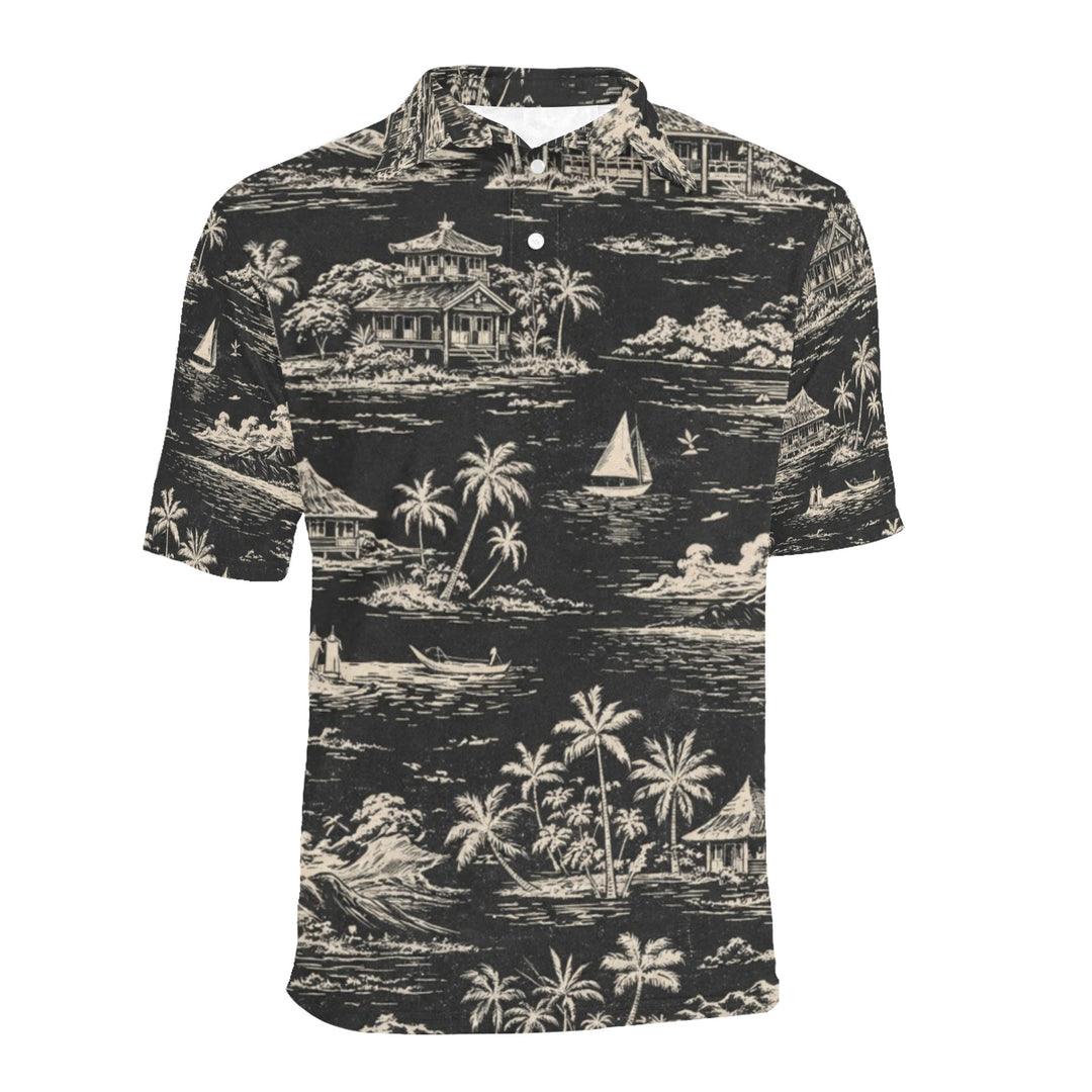 Men's All Over Print Polo Shirt (T55)