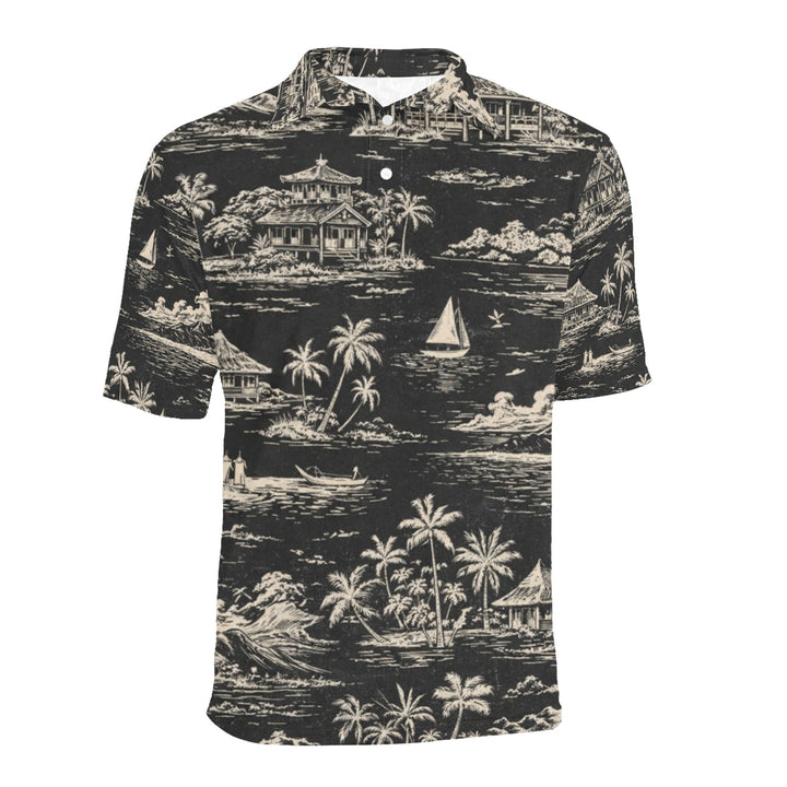 Men's All Over Print Polo Shirt (T55)