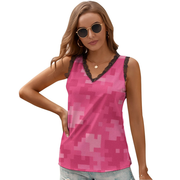 Black Chrysanthemum Women's V-Neck Sleeveless Top