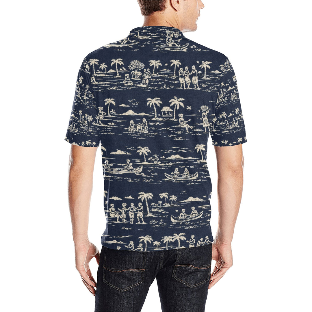 Men's All Over Print Polo Shirt (T55)