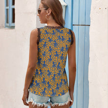 Load image into Gallery viewer, Black Chrysanthemum Women&#39;s V-Neck Sleeveless Top
