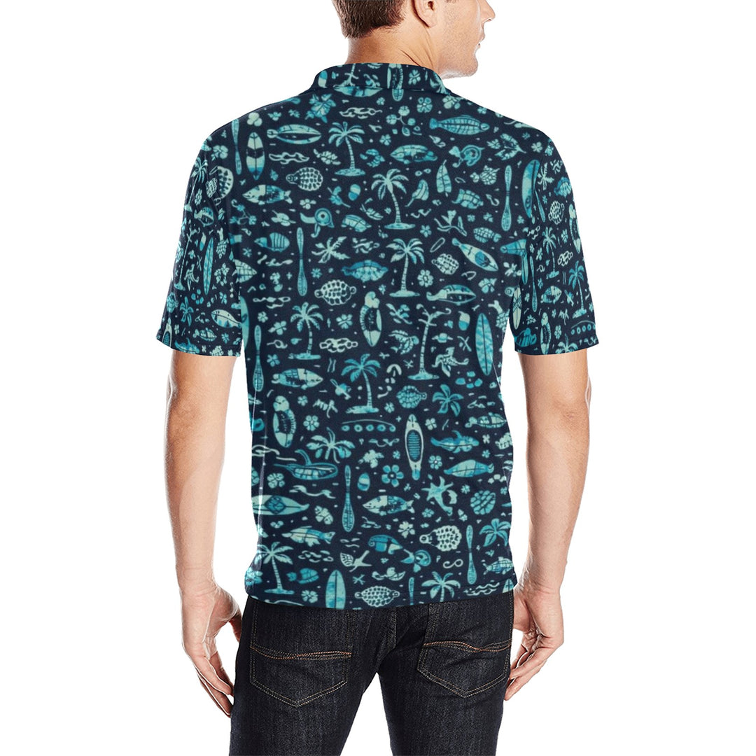 Men's All Over Print Polo Shirt (T55)