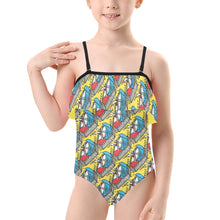 Load image into Gallery viewer, Kids&#39; Spaghetti Strap Ruffle Swimsuit
