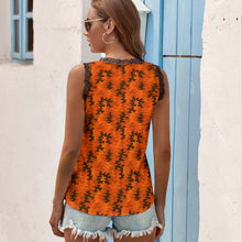 Load image into Gallery viewer, Black Chrysanthemum Women&#39;s V-Neck Sleeveless Top
