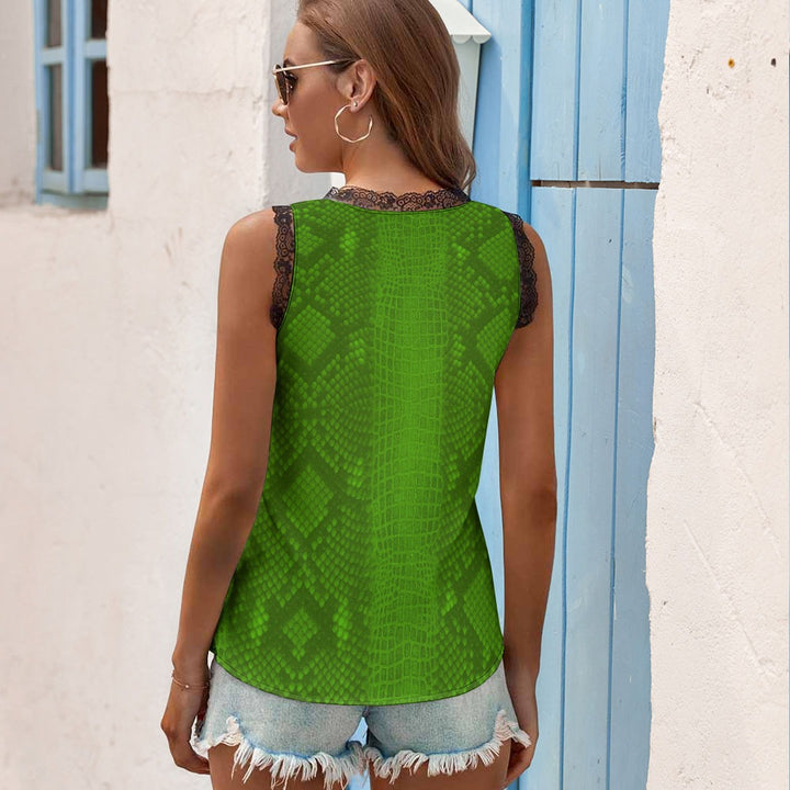 Black Chrysanthemum Women's V-Neck Sleeveless Top