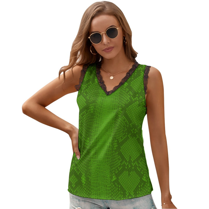 Black Chrysanthemum Women's V-Neck Sleeveless Top