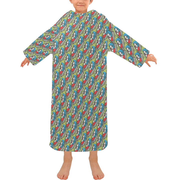 Blanket Robe with Sleeves for Kids