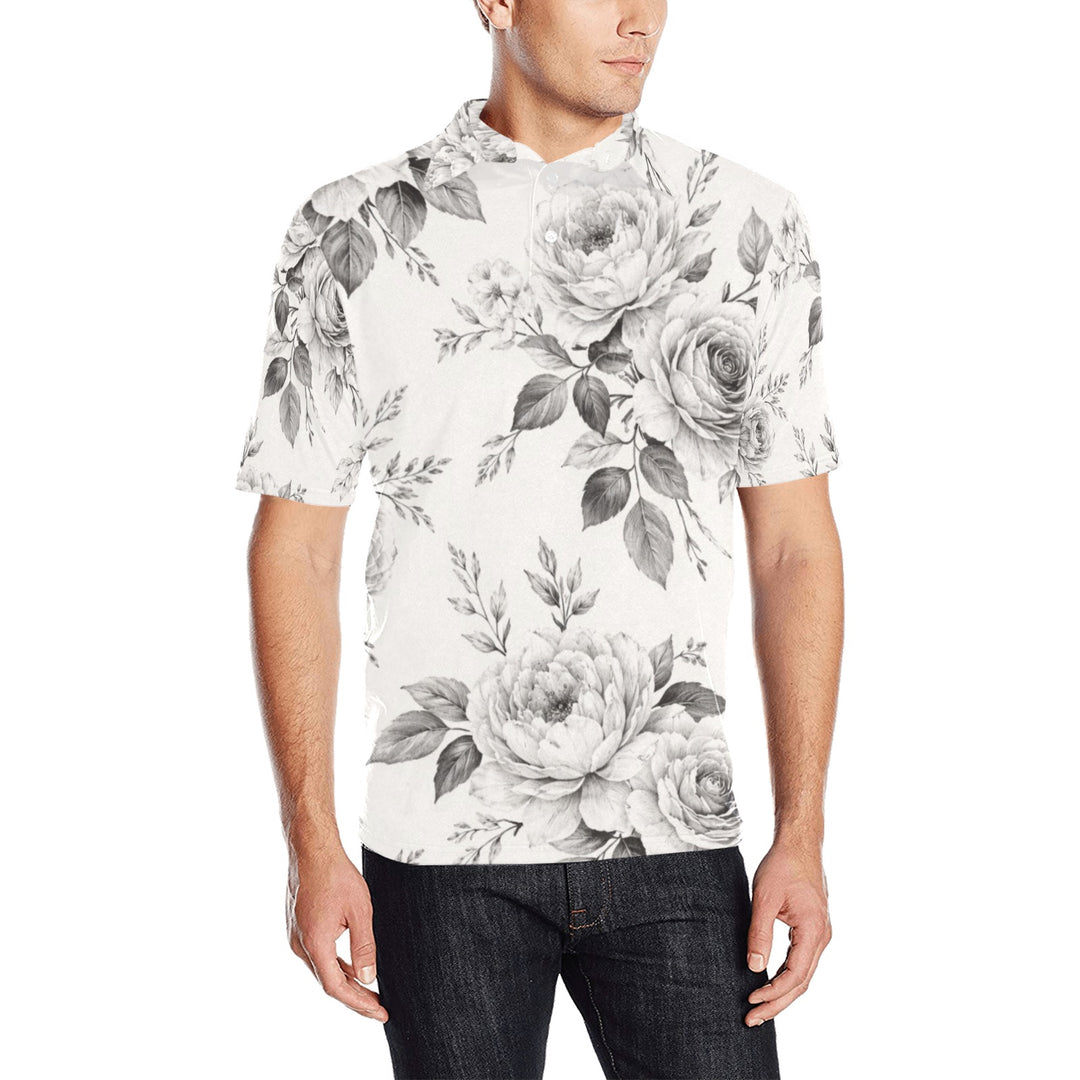 Men's All Over Print Polo Shirt (T55)