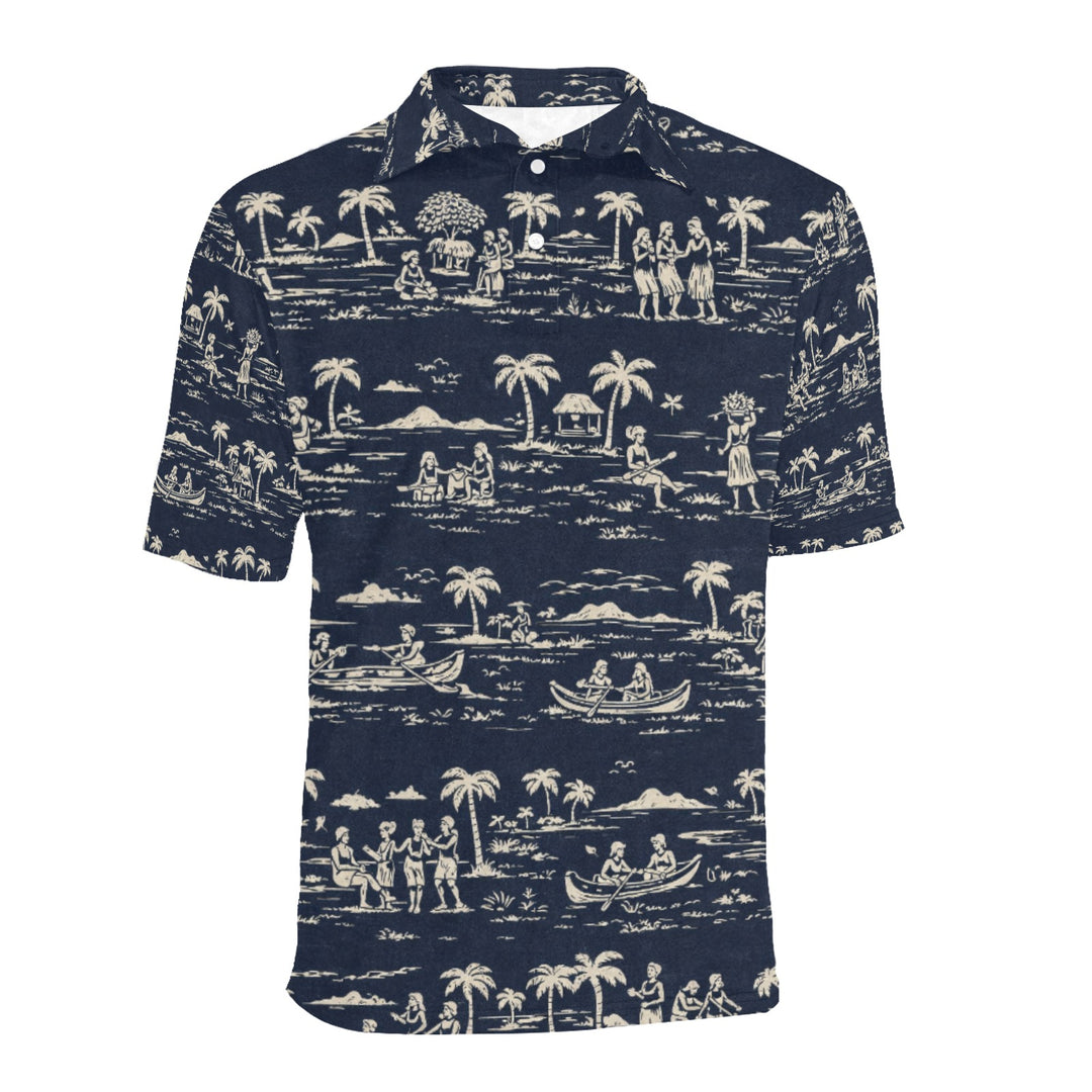 Men's All Over Print Polo Shirt (T55)